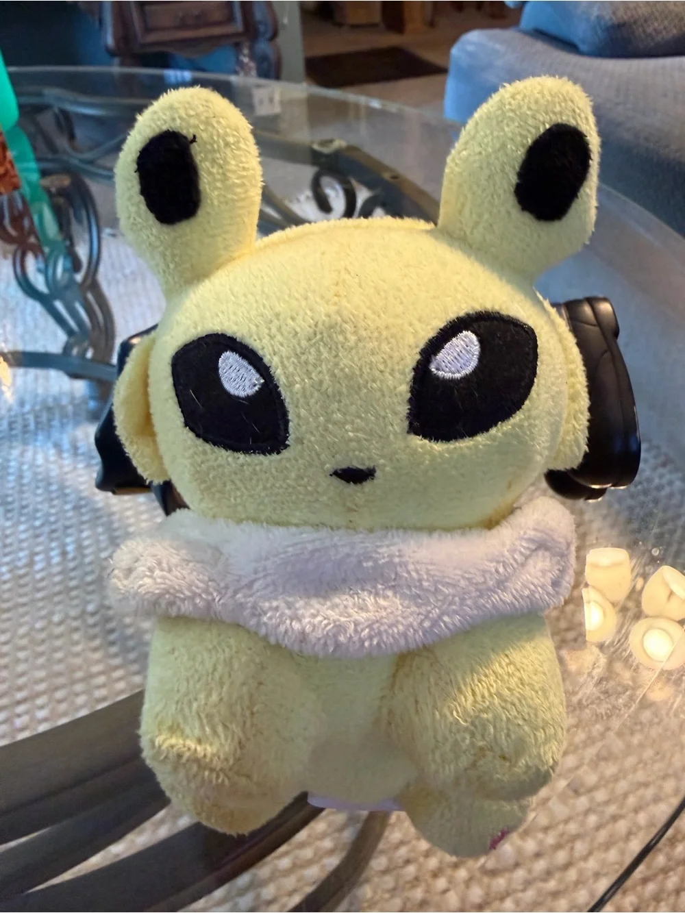 Pokemon Yellow Alien-Style Plush Pet Toy with Black Eye Accents 2010